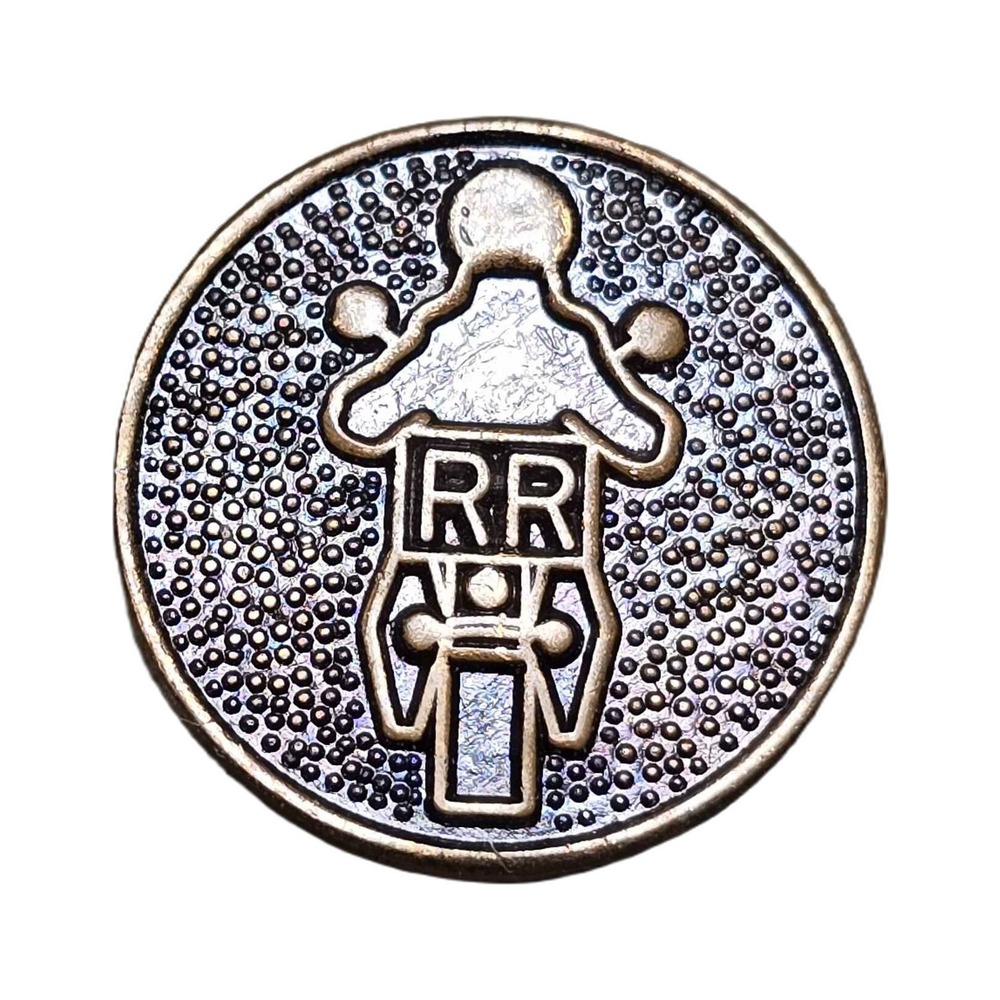 Vintage Motorcycle Rr Logo Textured Copper Metal Lapel Vest Hat Pin J10